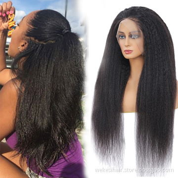 Cheap Wholesale Yaki Kinky Straight Hd Full Lace Frontal Wig Raw Brazilian Virgin Human Hair Transparent Lace Front Wig Vendor